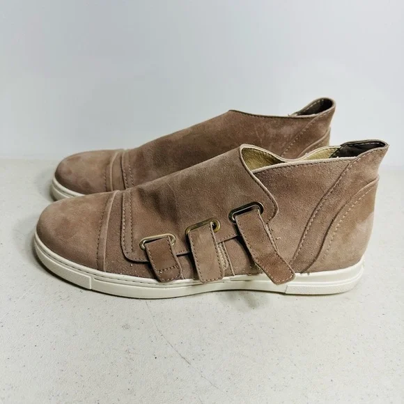 Stuart Weitzman Suede Leather Slip On Strap High Sneaker Size 6 - Picture 4 of 8